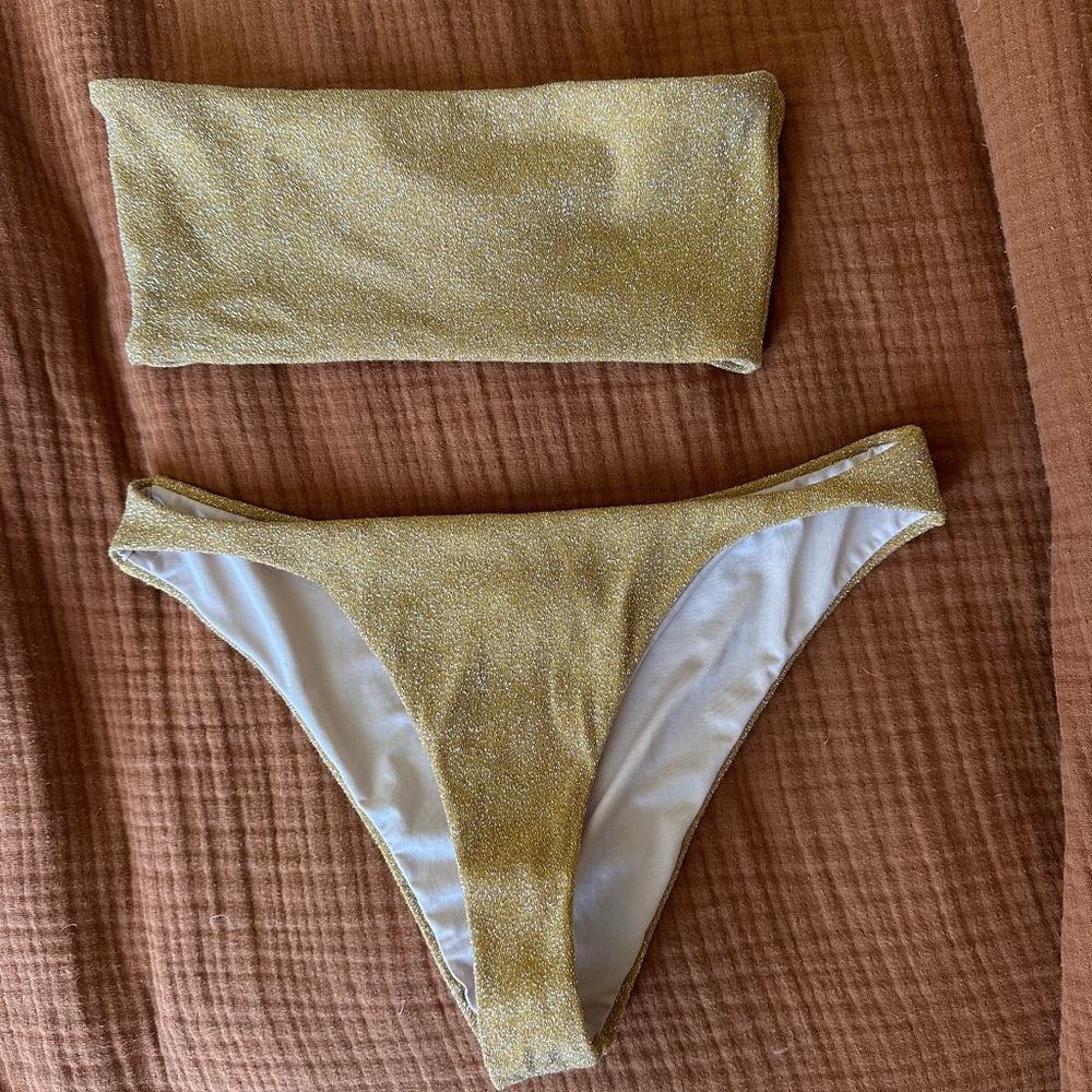 Glossy Gold Bikini Bottom by Baobab